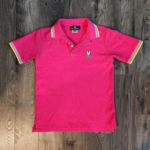 Psycho Bunny Kids Polo Shirt XL 12 Pink Short Sleeve Skull Cotton - Picture 1 of 6