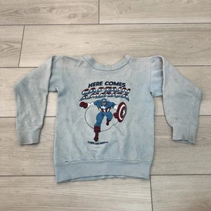 Vintage Camptain America Youth Kids Sweatshirt Sweater Thrashed 70s 1970s - Picture 1 of 9