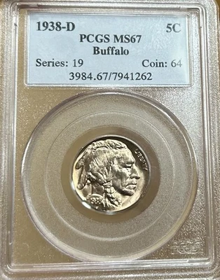 1938-D Buffalo Nickel PCGS MS67 High Luster - Image 1 of 2