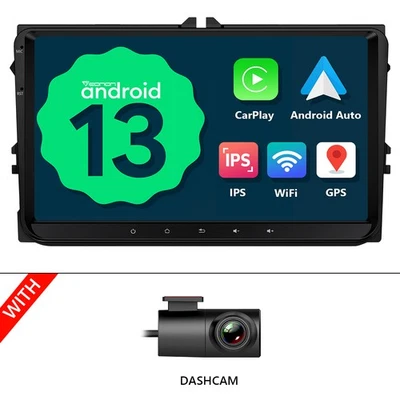 DVR+ 9"Autoradio Android 13 NAVI CarPlay Für VW Golf 5 6 Passat CC Touran Tiguan - Bild 1 von 4