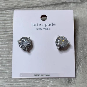 Kate Spade Round Rise and Shine Clear Stone Silver Patin Tone Earrings - Picture 1 of 9