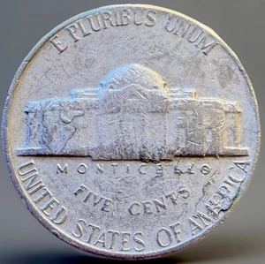 1967 Jefferson Nickel Major Reverse Lamination Error Coin 5c Defective Planchet - Picture 1 of 7