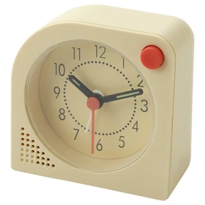 IKEA TJINGA Alarm Clock Pale Yellow Compact Analog Desk Clock 3¼"x3¼ In - Picture 1 of 4