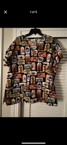 Fall Theme Scrub Top Size 2X - Picture 1 of 5