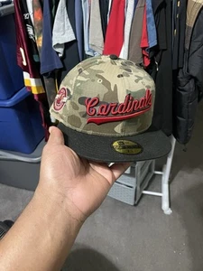 New Era St Louis Cardinals Camo Script Logo Cooperstown 59Fifty Fitted 100th Ann - Picture 1 of 5