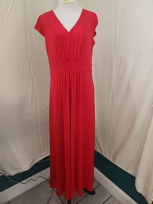 Maxi Vestido Dana Buchman Rojo Talla L Elástico Acanalado  Foto 1 de 4