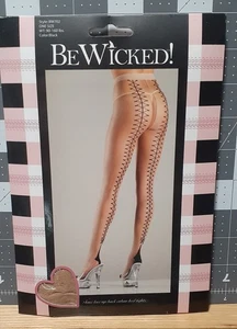 Be Wicked KUNSTSTRUMPFHOSE ZUM SCHNÜREN HINTEN KUBANISCHER ABSATZ nude/schwarz ONE SIZE - Bild 1 von 6