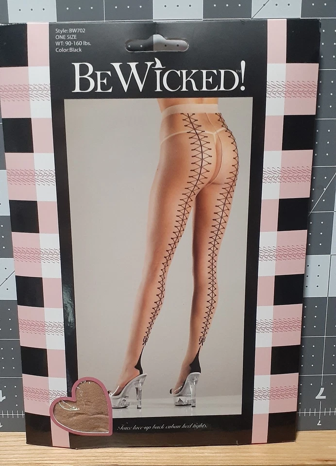 MALLAS DE TACÓN CUBANO CON CORDONES Be Wicked TALLA ÚNICA Nude/Negro Foto 1 de 4