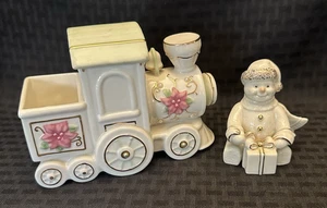 Lenox Set: Petals & Pearls Santa Train and Snowy Gift - Top Zustand - Bild 1 von 7