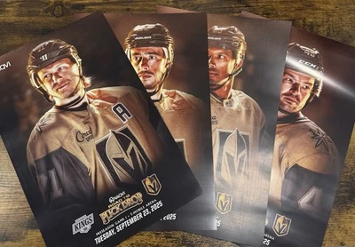 Vegas Golden Knights Pretemporada 2025-26 Los 4 Pósters-Karlsson/Smith/Hertl/Kolesa Foto 1 de 4