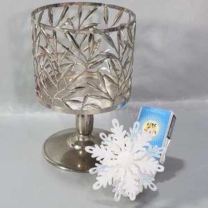 Corpo Bagno Lavoro Foglia Design 3 Stoppini Piedistallo Portacandele WallFlower Snow Plugin - Foto 1 di 19