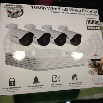 NEW Night Owl 1080P Wired HD Video Security 4 Channel DVR W/ 4 Wired Camera - Image 1 of 4