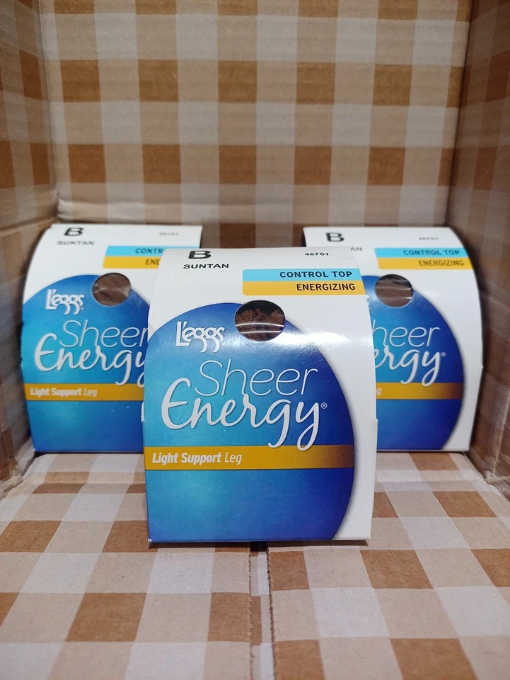 L'Eggs Sheer Energy Control Top Energizing Size B Suntan Light Support