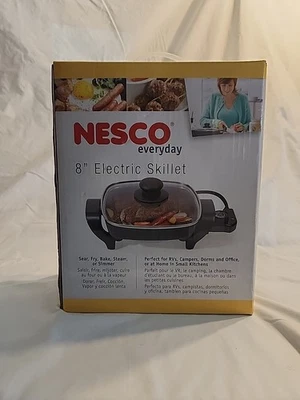 Портативная электрическая сковорода Nesco 8 дюймов со стеклянной крышкой ES-08 - Изображение 1 из 4