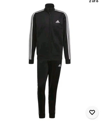 Adidas Hombre Essentials 3 Rayas Traje de Pista Negro Conjunto Parte Superior Inferior - Mediano Foto 1 de 4