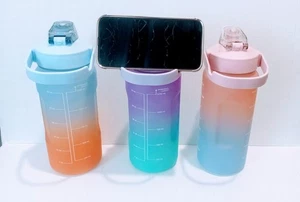 Ombre Water Bottles w/ Hydration Measurements/ Flip-Top Lid, 42-oz. Free Ship! - Picture 1 of 8