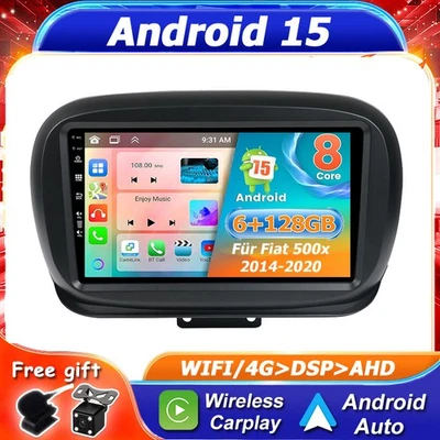 Android 15 GPS Autoradio Für Fiat 500x 2014-2020 WIFI AHD Car Play 6GB+128GB RDS - Bild 1 von 4