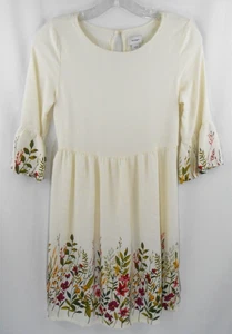 Old Navy Girls XL Ivory Cream Floral Print 3/4 Sleeve Round Neck Summer Dress - Picture 1 of 7