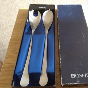 Oneida Vintage Alveston Satin salad servers UK made with box exce' condition - Picture 1 of 8