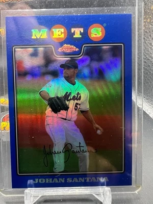 2008 Topps Chrome Johan Santana Blue Refractor - Image 1 of 2