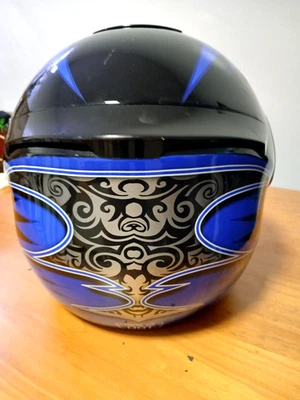 Casco de moto cara completa --HAWK Blue Warrior--azul, negro y plata-- Foto 1 de 3