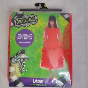 Costume Halloween Beetlejuice Lydia adulto taglia piccola 2-4 rosso abito da sposa - Foto 1 di 5