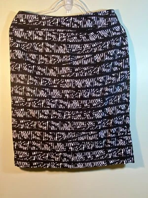 Calvin Klein Mujer 6 Negro Blanco Estampado Geométrico Mezcla de Lino Falda Lápiz Forrada Foto 1 de 4