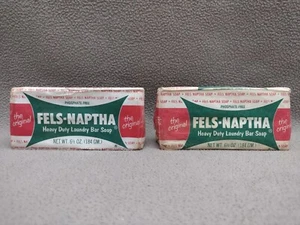 Jabón para barra de lavandería Fels-Naptha 6,5 oz sin abrir lote de 2 envoltorios de papel anteriores a 1970 #9 - Imagen 1 de 8