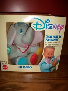 Mattel Disney 1990 DUMBO Vintage Touch & Sound Rattle Plush Baby Toy-NIB- - Picture 1 of 2