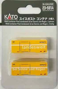 KATO 23-591A N scale RhB Swiss Post yellow containers (2 pcs.) NEW - Picture 1 of 1
