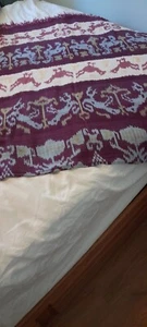 VINTAGE TRADITIONAL PRINT BALI BATIK BLANKET- 100% COTTON, HAND-MADE  42" X 88" - Picture 1 of 4
