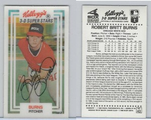 1983 Kelloggs Baseball, #43 Robert Burns, White Sox