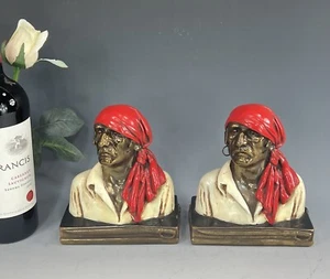 Sujetalibros antiguos policromados BUCCANEER revestidos de bronce pompeyano de la década de 1920 - Imagen 1 de 12
