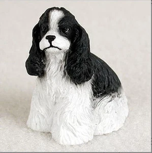 Cocker Spaniel Mini Hand Painted Figurine Black/White - Picture 1 of 1