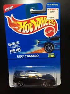 TARJETA AZUL VINTAGE HOT WHEELS 1995 NEGRA 1993 CAMARO #505 NUEVA EN PAQUETE - Imagen 1 de 2