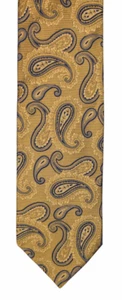 FACONNABLE Silk tie Gold with blue paisley 62" length-made in Italy-Great cond. - Picture 1 of 5