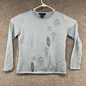 Vintage Eagle's Eye Women's Sweater Size Medium Blue Long Sleeve Semi Sheer - Picture 1 of 9