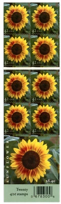 2008 Sunflower 42 cents Twenty Self-adhesive Stamps Booklet Brand New - Image 1 of 2