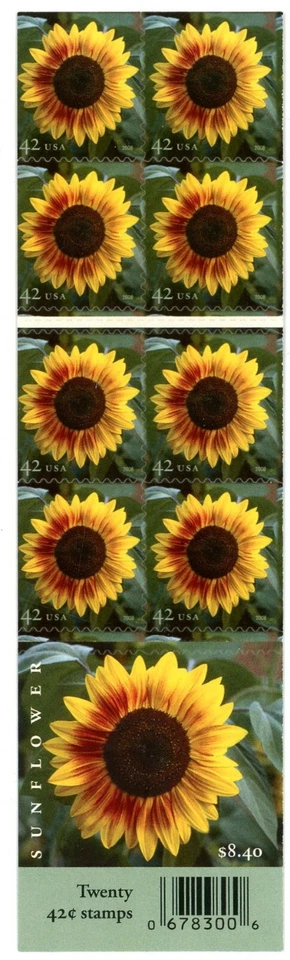 2008 Sunflower 42 cents Twenty Self-adhesive Stamps Booklet Brand New - Image 1 of 2