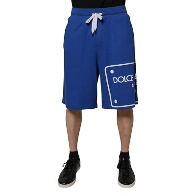DOLCE & GABBANA Pantalones Cortos Azul Logo Algodón Bermudas Sudaderas IT48/W34/M 830usd Foto 1 de 4