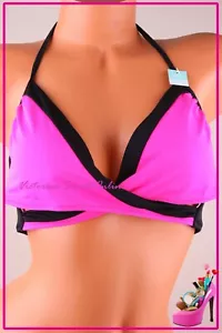 Victoria's Secret Swim Bikini Top L PINK Plunge Halter Triangle Caged Strappy - Picture 1 of 5