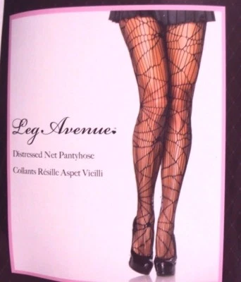 Leg Avenue Women Sexy Distressed Net Pantyhose Stocking #9934 Black One-size - Image 1 of 4