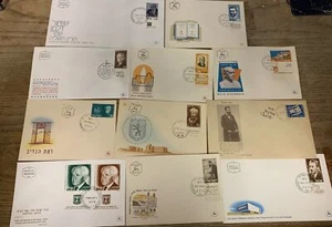 FDC Israel Jewish 1949-74 Vintage Stamp lot of 11 Jews:Rambam Herzl Ben Gurion - Picture 1 of 18