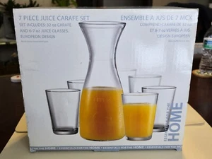 7 Piece Juice Carafe Set Clear Glass - Picture 1 of 8