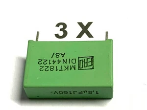 1,5uF, 160V-, 100V~, 5%,1,5µF, 100°C, RM22,5 Roederstein,MKT1822515016, 3 Stück - Picture 1 of 3
