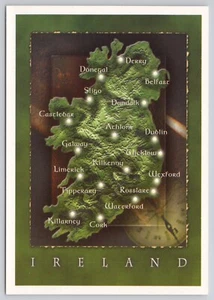 Ireland Map of Irish Cities and Terrain Postcard - Picture 1 of 2