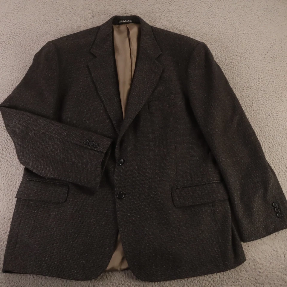 Jaqueta de tweed XL marrom azul cevada 100% lã blazer casaco esportivo 46R - Imagem 1 de 4