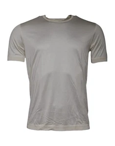 DOLCE & GABBANA T-shirt Off White Silk Crew Neck Short Sleeve IT48/US38/M 560usd - Picture 1 of 6