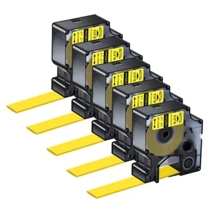 5PK 1805444 IND Heat-Shrink Tube 24mm Black\Yellow for DYMO Rhino 6000 5000 - Picture 1 of 9