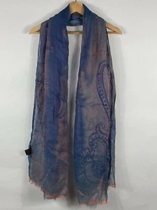 Etro Spa 100% Linen Paisley Pattern Lightweight Scarf Purple Made in Italy F304 - Picture 1 of 7